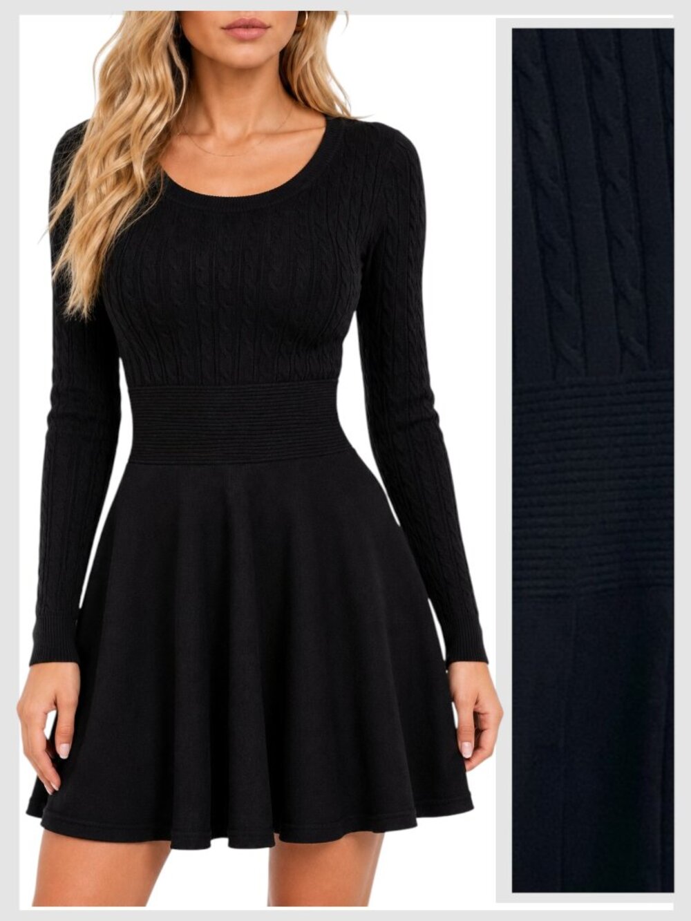 Jessica Simpson Black Sweater Dress Long Sleeve Fit & Flare Knit S